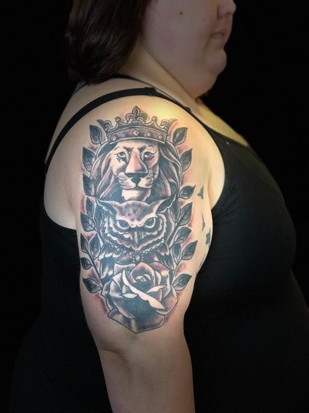 Tattoos - owls lions and rose oh my - 133830