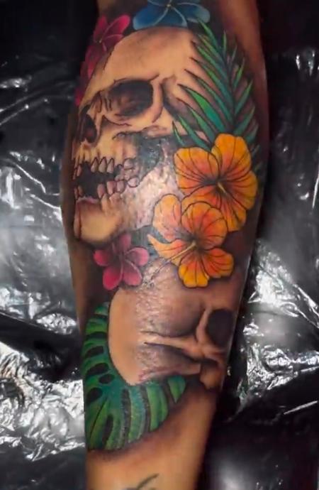 Tattoos - Skull flowers - 147209
