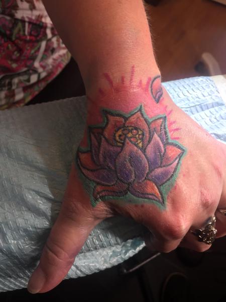 Tattoos - Lotus hand coverup - 120086