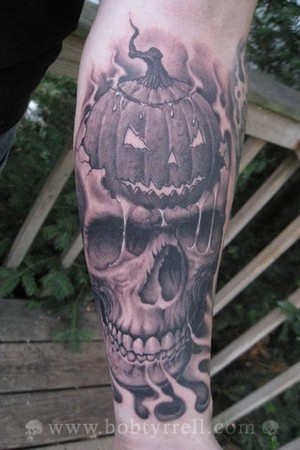 Tattoos - Pumpkin Skull - 34605