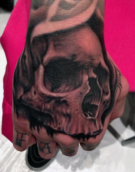 Tattoos - Skull hand tattoo - 70358