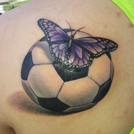 Tattoos - Butterfly On Soccer Ball  - 89926