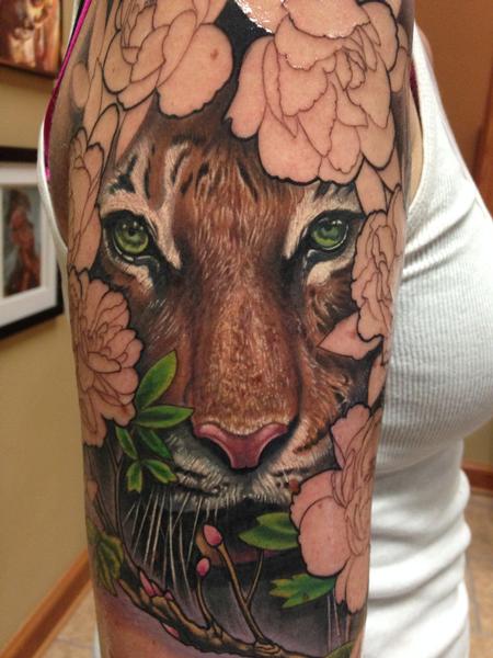 Tattoos - Tiger & Floral Half Sleeve (In Progress) - 94056