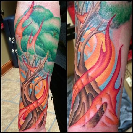 Tattoos - Tree with Flames - 98772