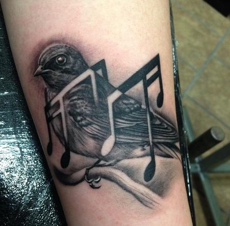 Tattoos - Swallow with Music Notes - 99694