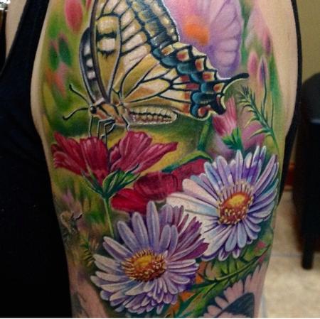 Tattoos - Butterfly/Flower Half Sleeve In Progress - 100524