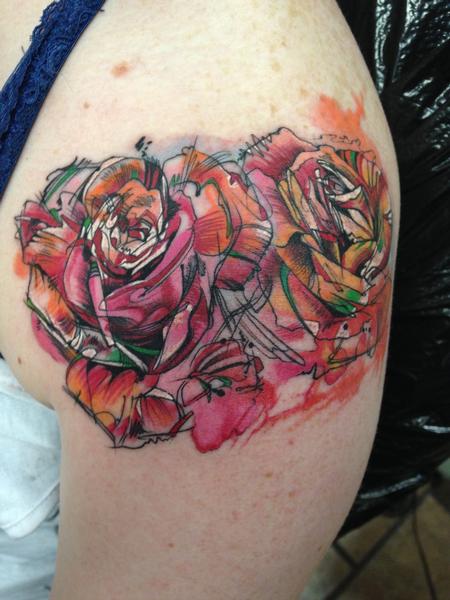 Tattoos - Custom Watercolor Roses  - 101472