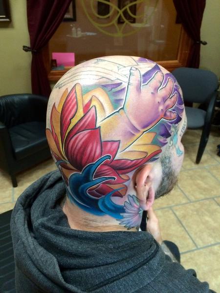 Tattoos - Progress on Circle of Life Head Piece - 103523