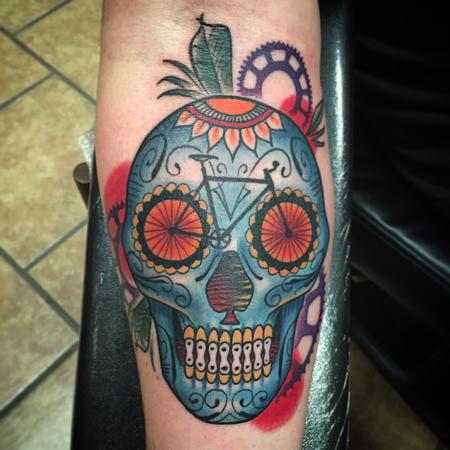 Tattoos - Day of the Dead Bike Skull - 117221
