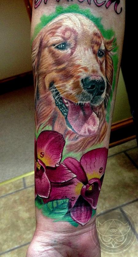 Tattoos - Dog and Orchid - 74369