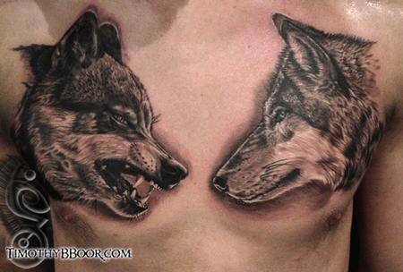 Tattoos - Two wolves. - 65160