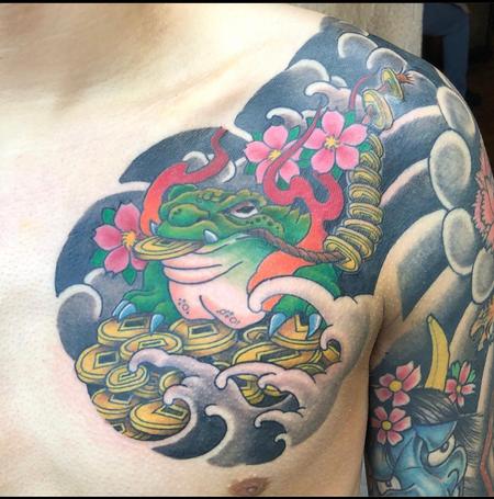 Boston Rogoz - Money toad chest panel tattooed