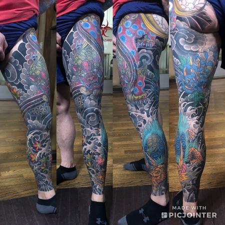 Tattoos - Foodog and dragon turtle Leg Sleeve - 143387