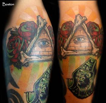 Boston Rogoz - All Seeing Eye and General Urko color tattoo