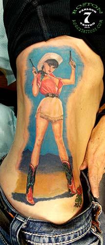 Boston Rogoz - Cowgirl Pin-up tattoo