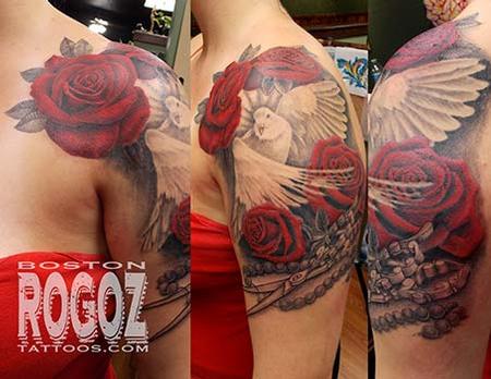 Tattoos - Dove and Roses Tattoo - 94370