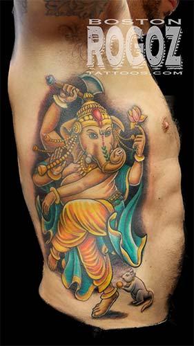 Boston Rogoz - Ganesh rib tattoo