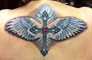 Tattoos - Gothic cross with wings - 91228