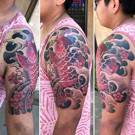 Boston Rogoz - koi fish half sleeve