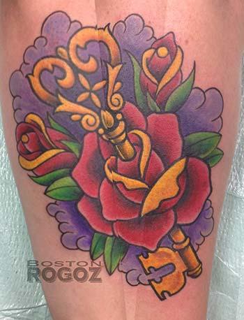 Tattoos - Key and Roses tattoo - 91560
