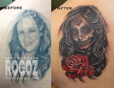 Tattoos - Ex-wife portrait cover-up tattoo - 95057