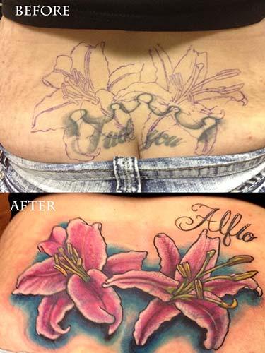 Boston Rogoz - Stargazer Lily cover-up tattoo