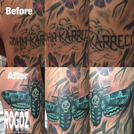 Boston Rogoz - Death moth coverup tattoo