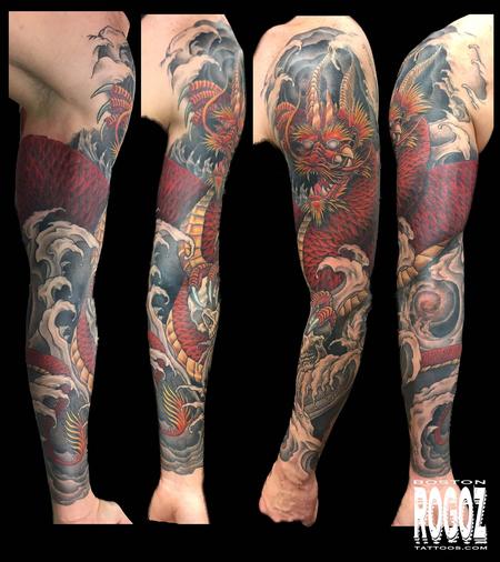 Tattoos - Dragon and water sleeve - 111386