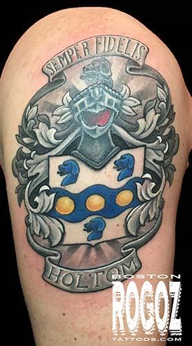 Boston Rogoz - Coat of Arms tattoo