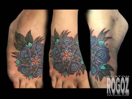 Tattoos - Peacock feather flower mandala - 111373