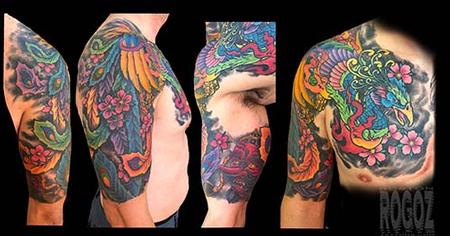 Boston Rogoz - Japanese phoenix chest and half sleeve