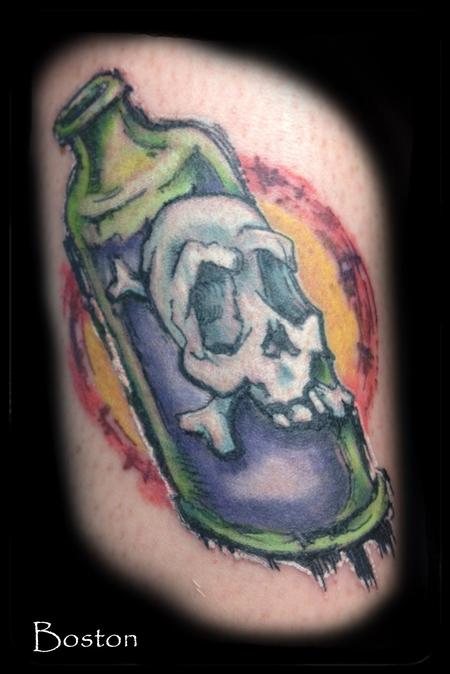 Tattoos - Skull and Crossbones Poison Bottle Tattoo - 69796