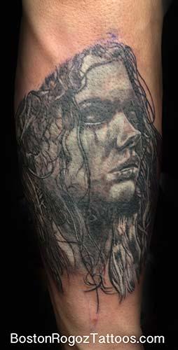 Tattoos - black and grey portrait of a girl - 74186