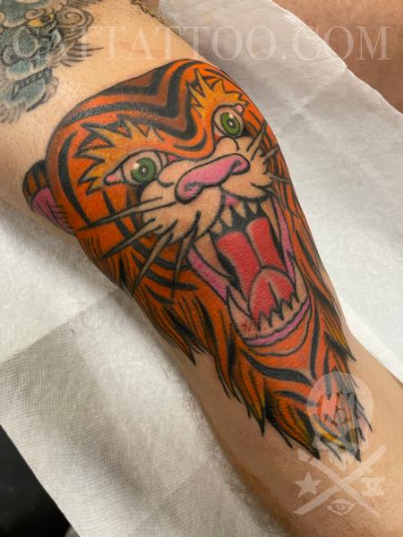 Tiger knee cap Tattoo Design Thumbnail