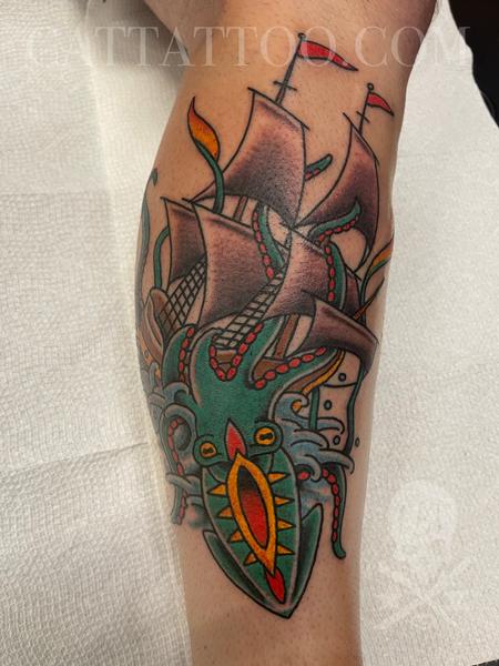 Giant Squid Tattoo Design Thumbnail