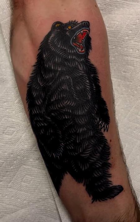 Justin Gorbey - Traditional Black Bear Forearm Tattoo