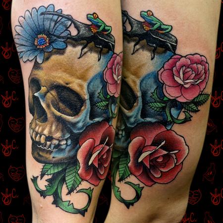 Tattoos - Skull and Flowers - 125290