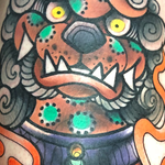 New School Foo Dog Coverup Tattoo Thumbnail