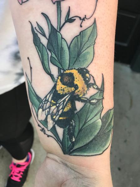 Tattoos - Bee and flower  - 138694