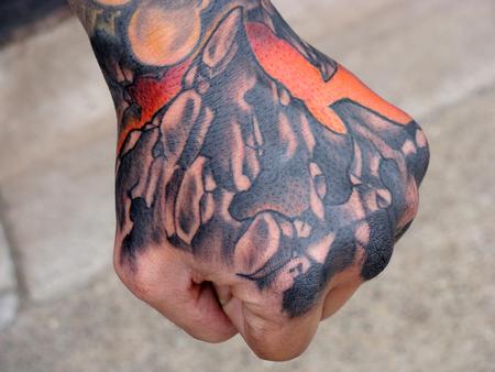 Tattoos - rocky bio-organic hand tattoo - 70013