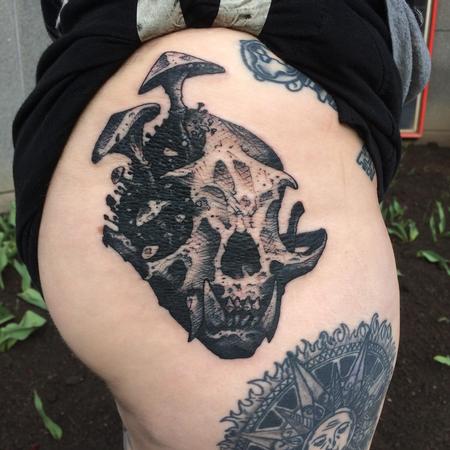 Tattoos - Badger skull fungi  - 115609