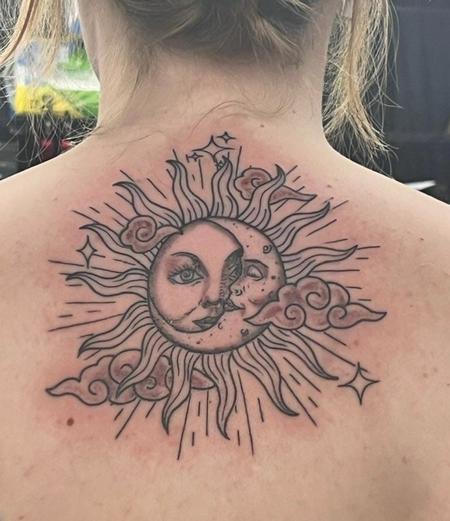 Daddy Jack - Sun and moon tattoo by Daddy Jack