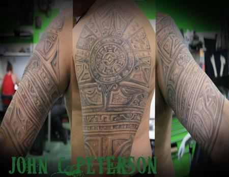 Tattoos - Aztec_Stone_half_sleeve_John_C_Peterson - 128319