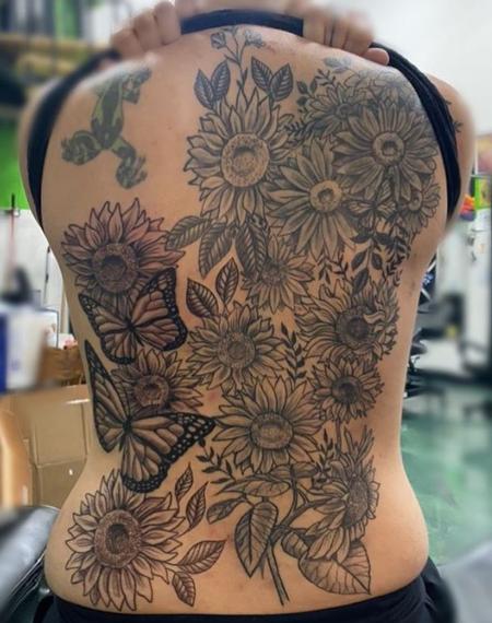 Tattoos - In progress flower back piece  - 144268