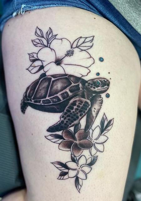 Tattoos - Work in progress black and Grey sea turtle  - 144262