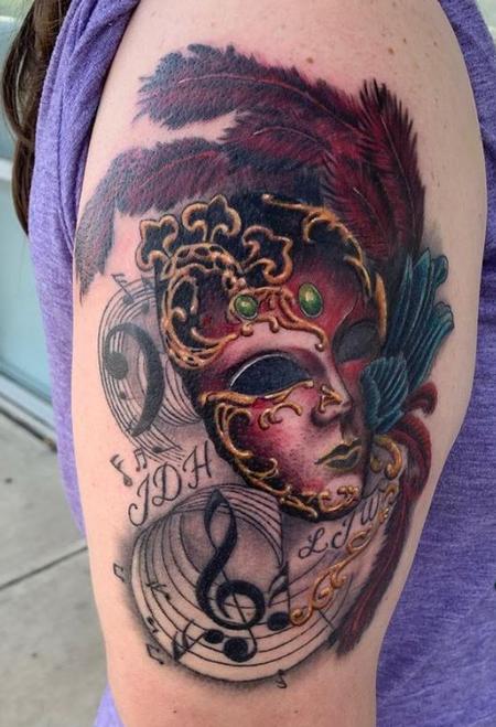 Scotty Parker - Venetian mask tattoo