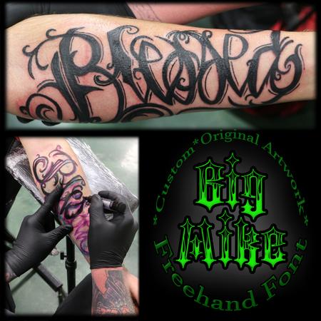 Tattoos - Blessed Script with Big Mike's Original Freehand Font - 131700