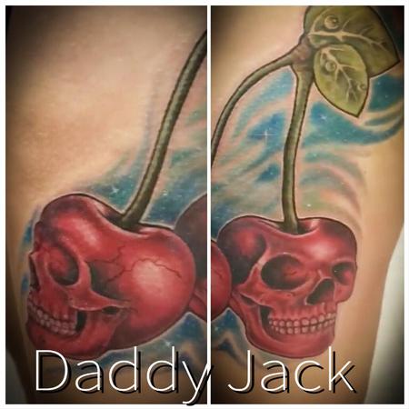 Tattoos - Realistic Skull Cherries - 138029
