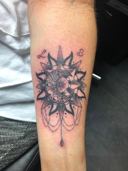 Tattoos - Ornamental Sun and Moon - 139873