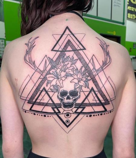 Tattoos - mandala skull back piece  - 144018